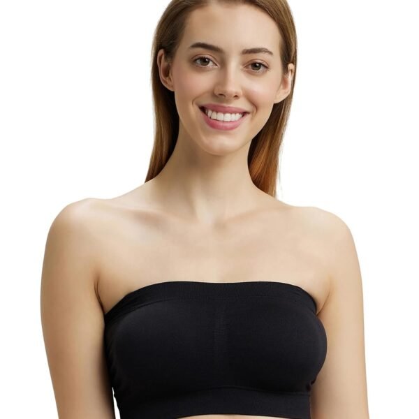 Jockey 1545 Women's Wirefree Padded Micro Touch Nylon Elastane Stretch Full Coverage Bandeau Bra with Removeable Pads and Detachable Transparent Straps