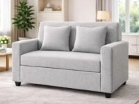 KENDALWOOD Furniture 2 Seater Fabric Sofa for Living Room & Home | Furniture for Office & Hotels | Fabric Color - Light Grey