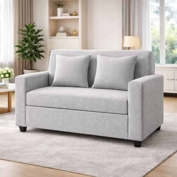 KENDALWOOD Furniture 2 Seater Fabric Sofa for Living Room & Home | Furniture for Office & Hotels | Fabric Color - Light Grey