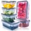 KITCHENACE,Modernise your living, Kitchen Storage Box with Lid, Plastic Fridge Storage Containers Set to keep Vegetables and Fruits Fresh in the Refrigerator Snap-Seal (6-Pc) Black, Transparent