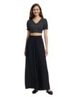 KOTTY Women's Wide-Leg Trouser|Palazzo Pants|High Waist Flowy Trousers with Drawstring|Lightweight Casual & Travel Wear|Women Trousers Pants