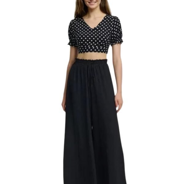 KOTTY Women's Wide-Leg Trouser|Palazzo Pants|High Waist Flowy Trousers with Drawstring|Lightweight Casual & Travel Wear|Women Trousers Pants