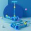 Kidsmate Rider Pro Kick Scooter with Broad PU LED Wheels | 3-Wheel Skating Scooter for Boys & Girls of Ages 2-12 Years | Level Adjustable Height, and Easy Fold Design (Blue)