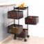 Kitchenwell Multi-Purpose Trolley Storage Organizer and Kitchen Accessories Items for Kitchen Storage Rack Square Design Fruits & Vegetable Onion Cutlery Matt Black 4 Layer Drawer