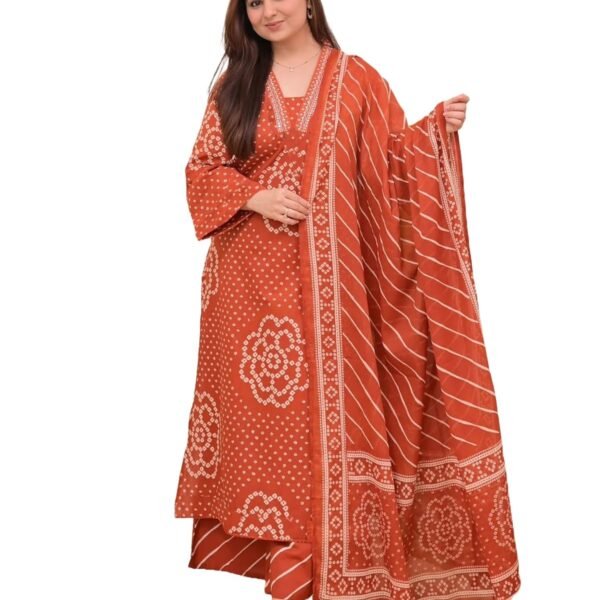 Klosia Women Pure Cotton Kurta Pant Set with Dupatta | Bandhani Print Kurta Sets for Women | Comfortable Suit Sets|Regular Fit