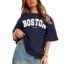 LEOTUDE Women Cottonblend Drop Shoulder Oversized Round Neck Half Sleeve