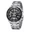 LONGBO Black Business Casual Stainless Steel Decorative Subdials Big Blue Dial Scratch Resistant Waterproof Analog Watch for Men and Boys