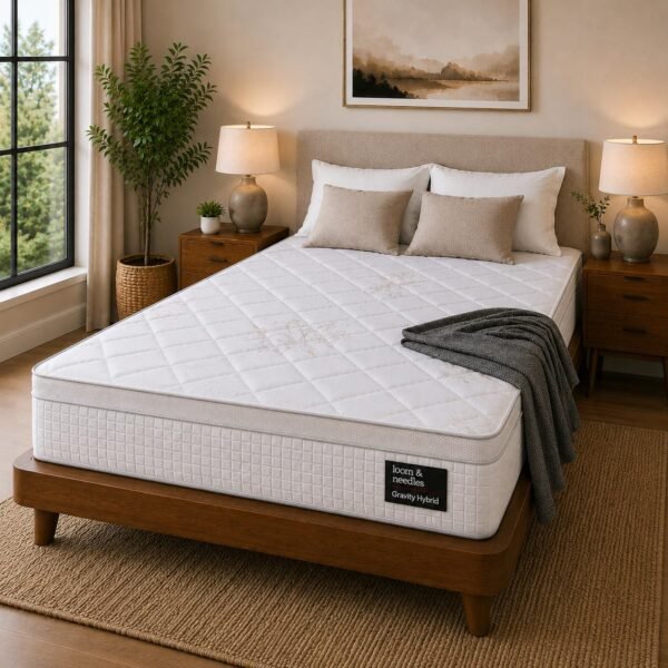 LOOM & NEEDLES 78x72x8 Inches King Size Mattress | Hybrid Latex Pocket Spring Mattress | Zero Gravity Partner Disturbance | 5 Zoned Euro Top 7 Layer Medium Firm Memory Gel Foam Eurotop Mattresses
