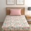 LOOMLYFE 300 TC Cotton Feel Glace Elastic Fitted Printed Single Bed Bedsheet With 1 Pillow Cover Fits Upto 6 Inches Mattress,Size- 42X75X8 Inches, Pinkflower, Smallsingle