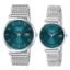 LOUIS DEVIN Stainless Steel Chain Analog Wrist Watch for Men and Women (Green/Brown/Blue/Black Dial) | Set of 2 Wrist Watches | Couple Watches | LDCM-WT092-CH