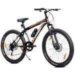 Leader Beast 24T Multispeed (21 Speed) Mountain Bike with Front Suspension & Dual Disc Brake - Black/Orange. Ideal for 12 + Years (Frame: 16 Inches)