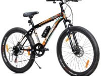 Leader Beast 24T Multispeed (21 Speed) Mountain Bike with Front Suspension & Dual Disc Brake - Black/Orange. Ideal for 12 + Years (Frame: 16 Inches)