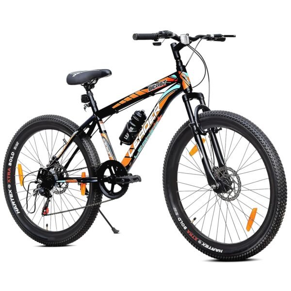 Leader Beast 24T Multispeed (21 Speed) Mountain Bike with Front Suspension & Dual Disc Brake - Black/Orange. Ideal for 12 + Years (Frame: 16 Inches)