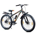 Leader Beast 26 x 300 IBC Single Speed Fat Bike/Cycle for Men with inbuilt Carrier | Hybrid Cycle/City Bike with Front Suspension & Dual Disc Brake Bicycle | Ideal for 10+ Years - Matt Black
