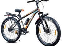 Leader Beast 26 x 300 IBC Single Speed Fat Bike/Cycle for Men with inbuilt Carrier | Hybrid Cycle/City Bike with Front Suspension & Dual Disc Brake Bicycle | Ideal for 10+ Years - Matt Black