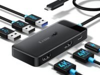 Lemorele USB C Laptop Docking Station, 6-in-1 Dual Display Adapter with 4K Dual HDMI for MacBook/Air（Supports AAA/ABB only）, HP, Dell, Surface, Windows