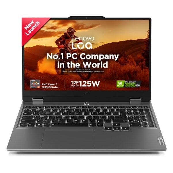 Lenovo LOQ, AMD Ryzen 5 7235HS, RTX 3050-6GB, 24GB RAM, 512GB SSD, FHD, 15.6"/39.6cm, 144Hz, Windows 11, Office Home 2024, Grey, 2.4Kg, 3 Mon. Game Pass, 83JC00EFIN, Gaming Laptop