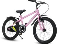 Lifelong Strong 20T SS Kids Cycle | Single Speed for Boys & Girls 7–10 Years | Rigid Fork, Premium V-Brake, Dual Tone Paint, Reflective Stickers, Steel Rims, Chain Cover & Mudguard (Black/Pink)