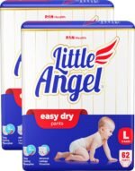 Little Angel Baby Easy Dry Diaper Pants With 12 Hrs Absorption Large (L) Size, 124 Count, Pack Of 2, 9-14 Kgs - L (62 Count, Pack of 2)