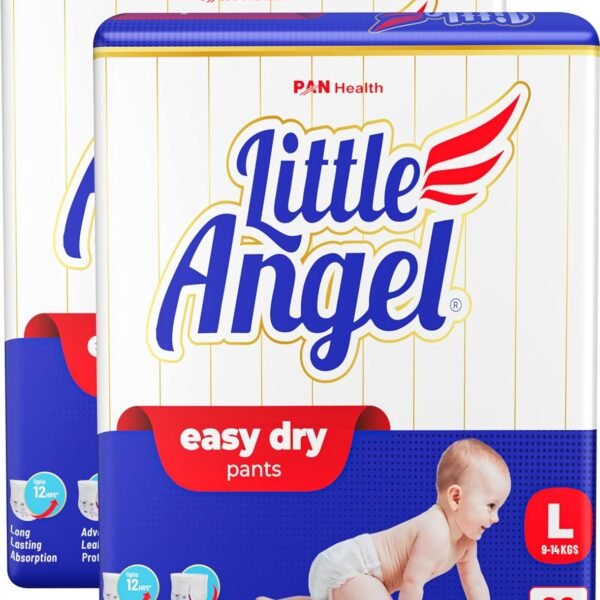 Little Angel Baby Easy Dry Diaper Pants With 12 Hrs Absorption Large (L) Size, 124 Count, Pack Of 2, 9-14 Kgs - L (62 Count, Pack of 2)
