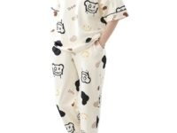 Louis Luxe Cotton Blend Womens Korean Night Dress || Full Pyjama Set ||Korean Nightsuit || Women Nightwear ||Round Neck Full Sleeve Nightsuit || Loungewear || Everyday Nightdress (ND-10)
