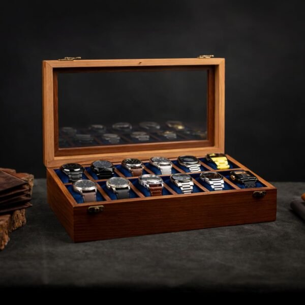 Luxury Watch Case Storage Collection, Watch box for men and women,Wrist Watch Display Box Organizer for Men and Women 12 Slots, Gift For Him,Christmas, Valentine;s Day, Dark Indian Rosewood Made