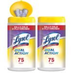 Lysol Dual Action Disinfecting Wipes w. Scrubbing Texture 75 Pack of, White, Citrus, 150 Count, (Pack of 2)