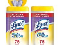 Lysol Dual Action Disinfecting Wipes w. Scrubbing Texture 75 Pack of, White, Citrus, 150 Count, (Pack of 2)