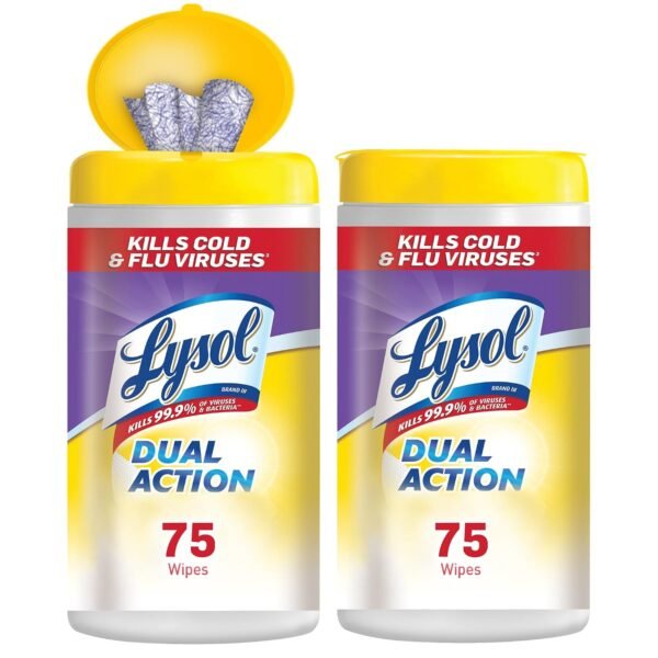 Lysol Dual Action Disinfecting Wipes w. Scrubbing Texture 75 Pack of, White, Citrus, 150 Count, (Pack of 2)