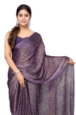 MIRCHI FASHION Saree for Woman Chiffon Georgette Floral Printed | Breathable Lightweight Sari for Office Use and Farewell Ceremonies with Blouse Piece