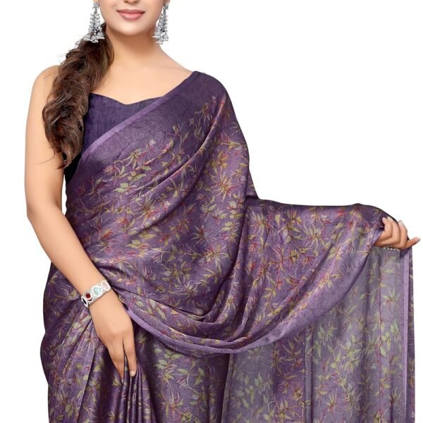 MIRCHI FASHION Saree for Woman Chiffon Georgette Floral Printed | Breathable Lightweight Sari for Office Use and Farewell Ceremonies with Blouse Piece