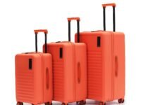MOKOBARA Aisle Trunk Set of 3 Trolley Bag (55.5cm 65cm 76.5cm) Orange | Cabin 40L Check-in 70L Check-in Large 105L Polycarbonate Hardshell Frosted Hardware TSA Lock 8 Silent Wheels 30+ Days Travel