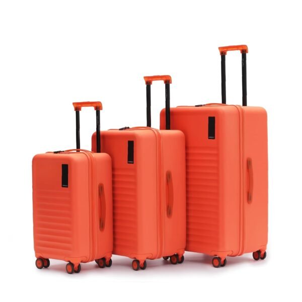 MOKOBARA Aisle Trunk Set of 3 Trolley Bag (55.5cm 65cm 76.5cm) Orange | Cabin 40L Check-in 70L Check-in Large 105L Polycarbonate Hardshell Frosted Hardware TSA Lock 8 Silent Wheels 30+ Days Travel