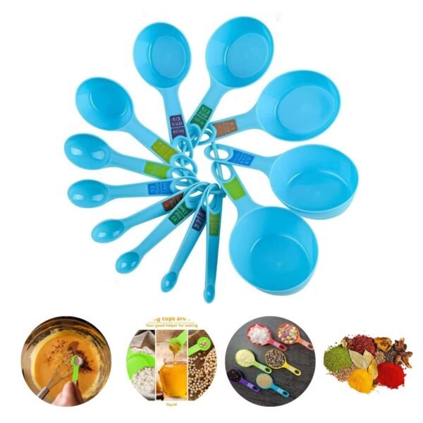 Measuring Spoons,12 Piece Plastic Measuring Cup and Spoon Set,Measuring Cups Stackable for Measuring Dry and Liquid Ingredients for Baking and Cooking