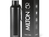 Milton Aura 1000 Thermosteel Water Bottle, 24 Hr Hot and Cold I Leak Proof Lid, ISI Certified I Vacuum Insulated I for Office, Gym, School I Black