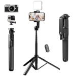 Mobilife 64" Multi-Function Selfie Stick Tripod Bluetooth Tripod Stand for Phone 1/4" Screw for DJI Pocket 4/3 GoPro Action Camera Aluminum Portable Mobile Tripod
