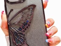 Mobistyle Designed For Iphone 14 Cover With Luxury Glitter Cute Butterfly Plating Design Aesthetic Women Teen Girls Back Cover Cases For Iphone 14 (Butterfly | Black) - Silicone