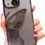Mobistyle Designed For Iphone 14 Cover With Luxury Glitter Cute Butterfly Plating Design Aesthetic Women Teen Girls Back Cover Cases For Iphone 14 (Butterfly | Black) - Silicone