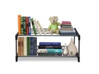 Modern 2 Tier Tall Narrow Metal Bookshelf for Home | Floor Mount Steel Rack Shelf | Book Organizer & Storage Rack | Book Shelves Cabinet for Living Room, Study & Office