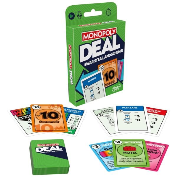 Monopoly Deal Card Game | Quick-Playing Card Game | Fun Games for Families and Kids | Ages 8 and Up | 2 to 5 Players | 15 Mins. | Travel Games | Birthday Gift for Kids