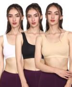 Mysha Women's 100% Pure Cotton Stretchable Wireless Sports Bra – Soft, Breathable, Non-Padded & Seamless