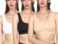 Mysha Women's 100% Pure Cotton Stretchable Wireless Sports Bra – Soft, Breathable, Non-Padded & Seamless
