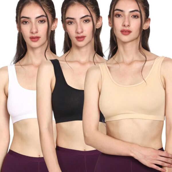 Mysha Women's 100% Pure Cotton Stretchable Wireless Sports Bra – Soft, Breathable, Non-Padded & Seamless