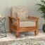 NATRAJ ART & CRAFT Sheesham Wooden 1 Seater Sofa for Living Room | Rosewood 1 Seater Cushion Sofa with Side Newspaper Holder for Home & Office (Honey, 1 Seater)