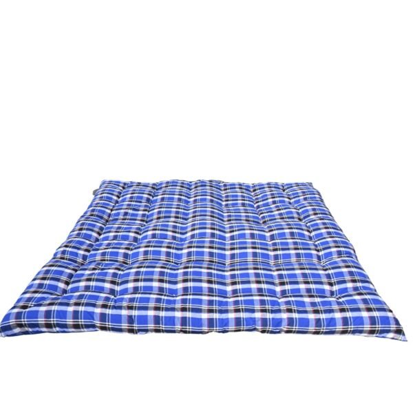 NEXTGO Cotton Mattress Tufted Soft Rui Gadda Foldable Gadi Tri Fold for Floor& Bed Color Blue - W hite Striped (6 x 6 King Bed)