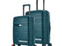 Nasher Miles Paris Hard-Sided Polypropylene Luggage Set of 2 | 55cm & 65cm | 8 Wheels Small & Medium Trolley Bag for Travel | Suitcase (Dark Green)