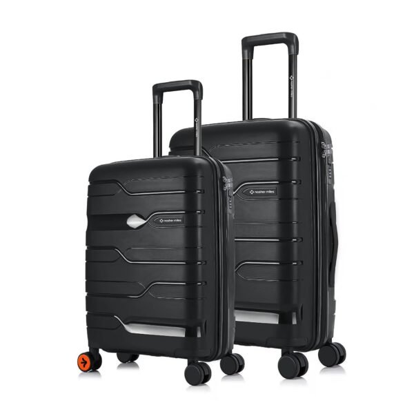 Nasher Miles Paris Hard-Sided Polypropylene Spinner Luggage Set of 2 Black Trolley Bags (55 & 65 Cm), Grey