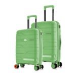 Nasher Miles Paris Hardshell-Sided Polypropylene Luggage Set of 2 Avacado_Green 8 Wheel Inline Trolley Bags (55 & 65 Cm), Large