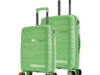Nasher Miles Paris Hardshell-Sided Polypropylene Luggage Set of 2 Avacado_Green 8 Wheel Inline Trolley Bags (55 & 65 Cm), Large