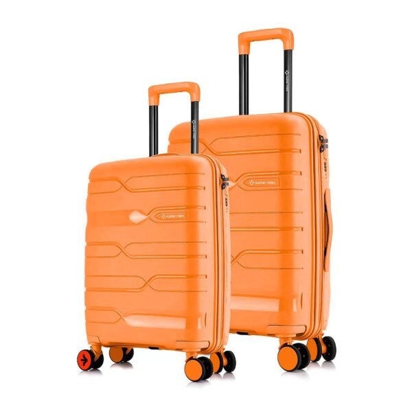 Nasher Miles Paris Hardshell-Sided Polypropylene Luggage Set of 2 Orange 8 Wheel Inline Trolley Bags (55 & 65 Cm), Medium